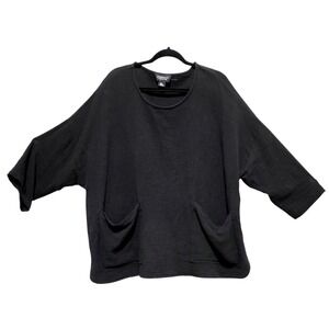 Jones New York, Women's Black Cotton Gauze, Lagenlook, Pocket Tunic, Sz. 2X